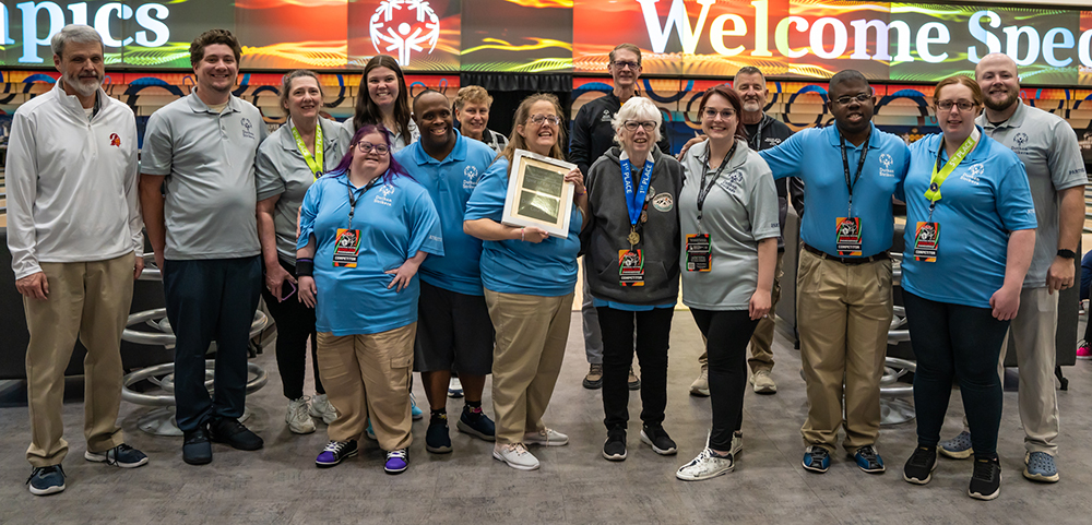 Dothan-Houston County, Alabama, receiving the 2026 Spirit of Fair Play Award at the Special Olympics Unified Tournament